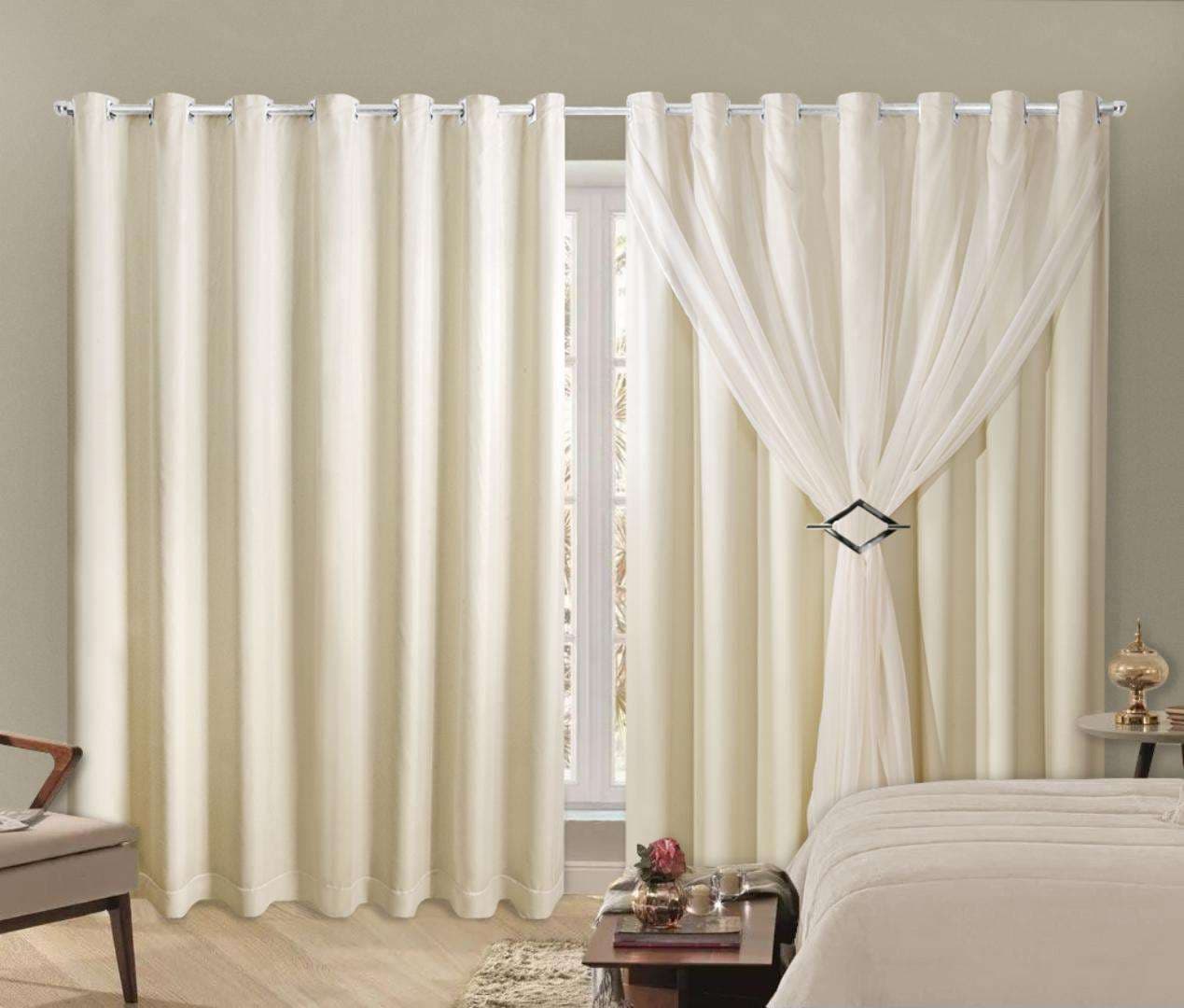 Cortina blackout com voal para quarto, 4 x 2,50 m