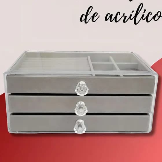 Organizador de joias FM Farmel com 3 gavetas