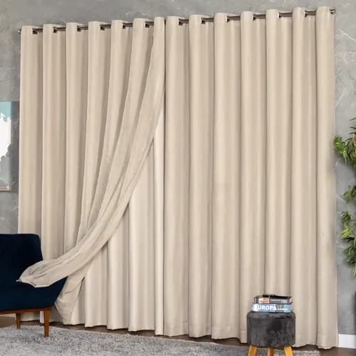 Cortina voil gaze de linho com forro blackout, 3 x 2,50 m